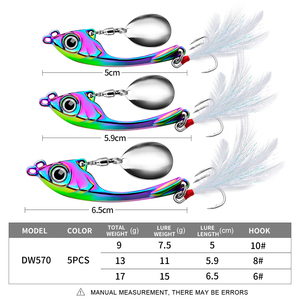 Señuelo de Pesca Artificial VIB de Metal Duro, 9g/5cm, 13g/5.9cm, 17g/6.5cm, 5 Colores, Aleación de Zinc, Hundimiento Rápido - Product Image 4