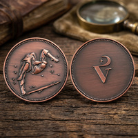 Pièces de monnaie en cuivre vintage antique plaqué brossé 1 oz, motif 3D d'artiste de combat de grappling en relief, pièces de monnaie en cuivre 999 pour cadeau