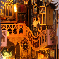 Kit de construction pour maison de poupée en bois, serre-livres avec lumières LED, cadeau de décoration pour la maison