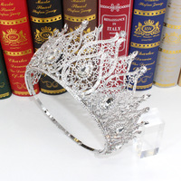 Diamant en argent personnalisé gratuit diadème rond complet couronne de reine beauté princesse concours gagnant couronnes de cristal diadèmes