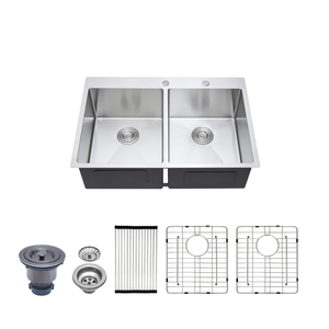 Éviers de <span class=keywords><strong>cuisine</strong></span> double cuve en acier inoxydable 304 à montage par le haut, design personnalisé, vente en gros, à prix abordable - Product Image 1