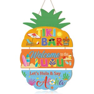 Panneau suspendu Tiki Bar Ananas 11,4 "x16,1" <span class=keywords><strong>Hawaï</strong></span> Tropical <span class=keywords><strong>Hawaï</strong></span> Été Plage Piscine Bienvenue Décoration de porte - Product Image 1