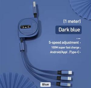 Chất lượng cao 3 trong 1 sạc nhanh 6A 100W Type-C USB C Cáp sạc điện thoại tương thích với IOS và máy tính - Product Image 3