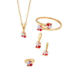 Love Cat 5 pezzi moda carino <span class=keywords><strong>Hello</strong></span> <span class=keywords><strong>Kitty</strong></span> collana anello di alto senso tutto orecchini braccialetto - Product Image 1