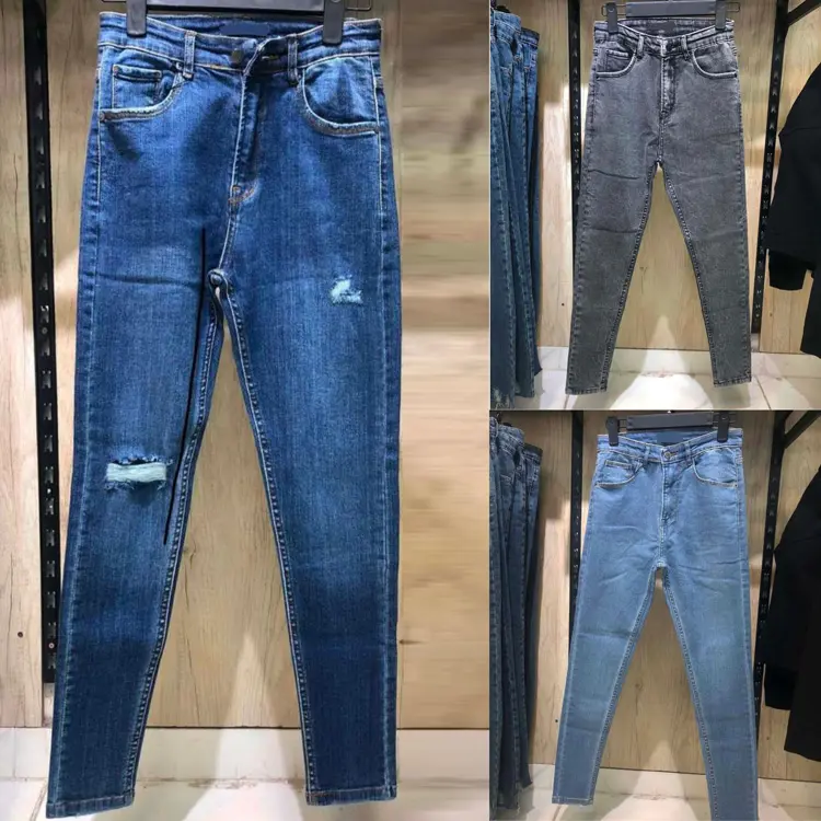 Jeans de pele da moda europeia para mulheres, calças jeans femininas de cintura alta laváveis, calças jeans femininas de cintura alta, 2024