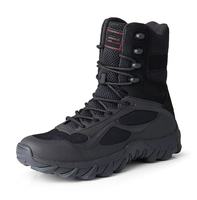 Botte Tactique Désert d'Entraînement pour Activités de Plein Air, en Caoutchouc et Cuir, Kaki et Noir, avec Logo Personnalisé