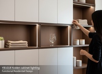 Armoire d'exposition avec éclairage LED, profilé en aluminium ultra fin encastré pour éclairage de rayonnages et d'armoires YB1018-44-1