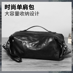 Men's Genuine Leather Crossbody <b>Bag</b> <b>Small</b> <b>Black</b> Business Casual Shoulder <b>Bag</b> - Product Image 2
