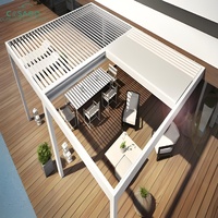 Kit de pergola à lames orientables rétractables pour extérieur, options d'opération électrique, structure en aluminium durable et antirouille pour l'ombrage des terrasses et jardins.