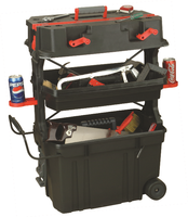 Boîte à outils roulante 4 en 1, valise à outils en plastique multi-couches à roulettes, chariot de rangement mobile pour atelier 2070
