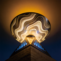 Lampe de table LED à motif ondulé (acier inoxydable + PC) IP65 étanche, décoration artistique moderne pour Noël, patio, jardin, paysage