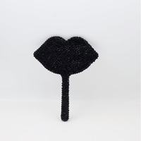 Miroir de maquillage portable en forme de lèvres avec strass scintillants, miroir de vanité en cristal étincelant pour femmes, cadeau de fête