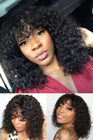 Perruques en cheveux humains 100% naturels, fabriquées à la machine, style bob bouclé Jerry, cheveux brésiliens Remy naturels, double épaisseur, toutes couleurs, prêtes à la teinture, vente en gros