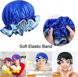 Bonnet de nuit unisexe en satin soyeux à double couche avec logo personnalisé, bord ondulé, ajustable, toutes saisons, vente en gros - Product Image 6