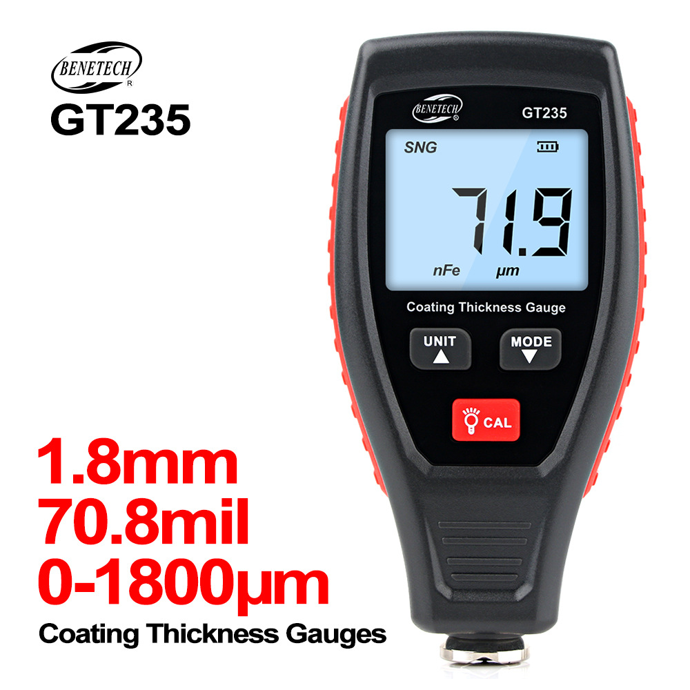 Digital Coating Thickness Gauge With 0-1.8mm Range & 0.1um