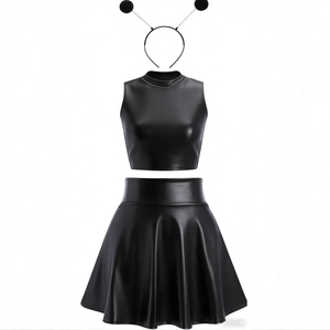 Disfraz sexy de cosplay M-XL, conjunto de vestido corto de charol para Halloween, fiestas y actuaciones en escenario. - Product Image 4