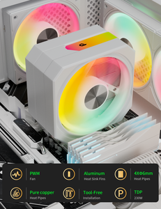 Refroidisseur d'air pour processeur RGB à haut débit d'air upHere, ventilateur PWM 120 mm avec 4 caloducs pour PC de jeu LGA1851 1700 AM5 - Product Image 5