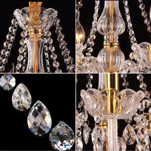 Candelabro de cristal para salón de estar, luces de techo de decoración para SALÓN DE BODA, lámpara colgante de vela - Product Image 4