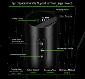 เครื่องสักโรตารี่ไร้สาย ปากกา มอเตอร์ไร้แกน แบตเตอรี่ 1800mAh จอแสดงผล LED ดิจิตอลสำหรับศิลปิน - Product Image 3