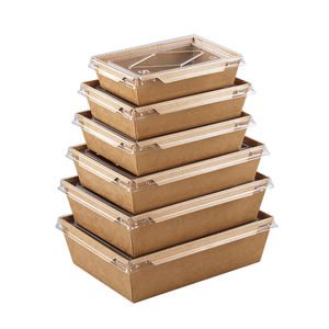 Boîte d'emballage alimentaire pour sushi avec couvercle transparent, boîte d'emballage alimentaire kraft/ - Product Image 1