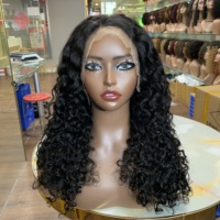 Precio al por mayor Jet Black Pelucas Cabello humano Encaje frontal Brasileño, Sdd Lujo Curl Transparente Encaje frontal Peluca Calidad Cabello Proveedor
