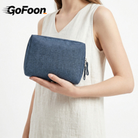 Tas Kosmetik Kanvas Ramah Lingkungan Custom Grosir dengan Ritsleting, Dompet Makeup untuk Hadiah Wanita