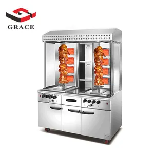 Lpgás natural gás vertical girar automaticamente, máquina shawarma gás doner keub fabricante com capa