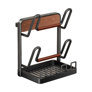 Pot Lid Rack With Cutting Board Drainer Wall Mount Countertop Dual Use Metal Lid <b>Storage</b> <b>Kitchen</b> Organizer L Size - Product Image 5