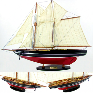 Maquette de Yacht à Voile en Bois d'Acacia Peinte BLUENOSE, Style Nautique, pour Décoration Intérieure, Caractéristique Régionale Européenne - Product Image 1