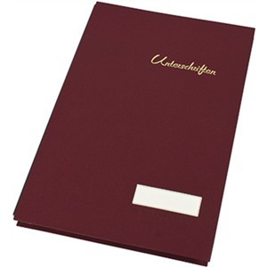 Carpeta de firmas 20 bolsillos roja 240x350x30mm lino - Product Image 1
