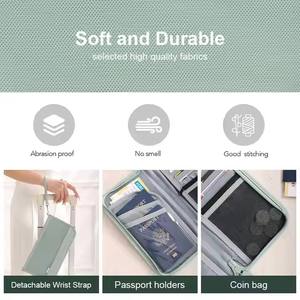 THK0133 Dokumente <b>Documents</b> <b>Passport</b> <b>Holder</b> Cover Wallet Zipper-Bag RFID Oxford Leather Phone Card Travel Organizer - Product Image 4