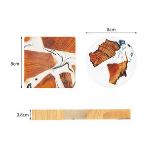 Gloway Décoratif Artistique Bois de Santal Encre Oriental Traditionnel Carré Rond Boisson Thé Coussin Isolant Thé Résine Sous-verres - Product Image 3