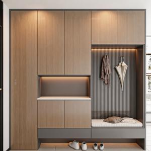<span class=keywords><strong>Meuble</strong></span> à chaussures moderne <span class=keywords><strong>avec</strong></span> banc, éclairage LED, en chêne, <span class=keywords><strong>porte</strong></span>-<span class=keywords><strong>manteau</strong></span> d'entrée, tiroirs <span class=keywords><strong>et</strong></span> étagères ouvertes - Product Image 1