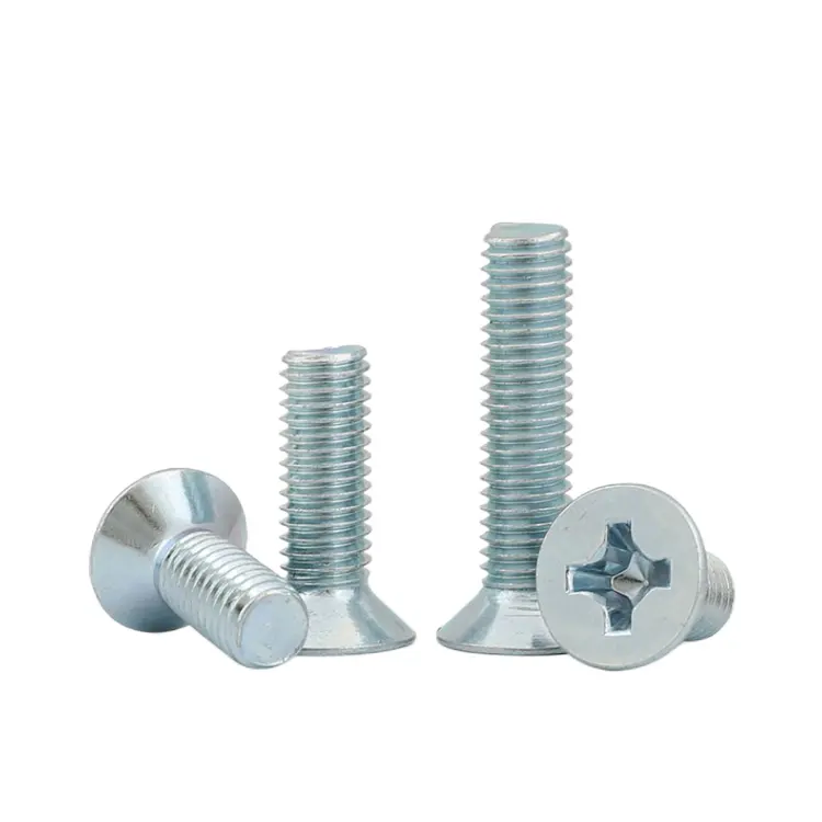 High Quality Customized Machine Stainless steel carbon Steel Blue/white Zinc plated Cross Recessed Countersunk Head Screws