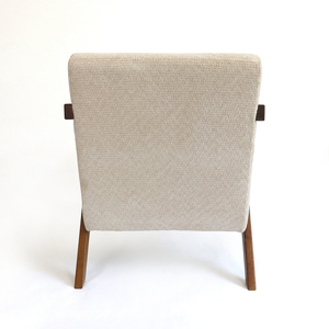 Poltrona in Legno Massello Stile <span class=keywords><strong>Pierre</strong></span> Jeanneret con Rivestimento in Tessuto Bouclé per Casa e Ufficio - Product Image 4