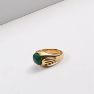 Anillo de Esmeralda Vintage, Joyería Chapada en Oro, Acero Inoxidable, Cristal, Anillos de Piedra Natural, Accesorios para Mujer - Product Image 4