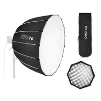 TRIOPO 70/90/120cm Softbox parabolique Bowens Mount Soft Boxes avec grille en nid d'abeille Photographie Deep Softbox