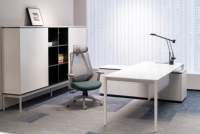 Bureau de direction en L moderne - Poste de travail commercial - MDF écologique thermolaqué - Convertible - Modulaire - Extensible