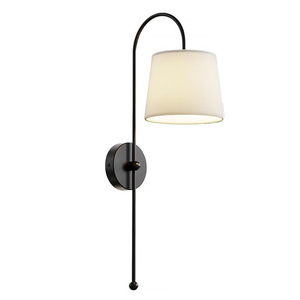Lampe murale minimaliste, corps en fer, abat-jour blanc, ampoule LED E27, commande par interrupteur, pour chambre à coucher, salon, couloir, escalier - Product Image 5