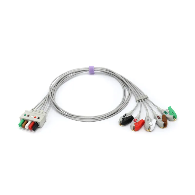 Drager-Siemens ECG CABLES&LEADWIRES , 5956490 ECG 5 lead wire Clip/Grabber TPU cable AHA
