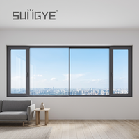 Ventana Francesa SUNGYE de Diseño Moderno para Hotel, Sistema Deslizante, Marco Delgado de Aluminio Negro, Doble Ruptura Térmica, Vidrio Templado, Barandillas