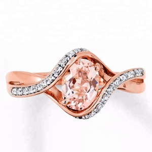 Bague en argent sterling 925 avec morganite ovale et diamant pour femme - Product Image 1