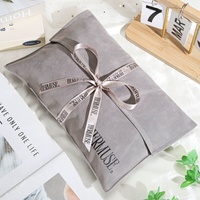 Pochette Enveloppe Haut de Gamme en Velours avec Ruban, Logo Personnalisé Imprimé, Grise en Faux Daim, Sac Cadeau, Bijoux, Cosmétiques, Housse Anti-Poussière