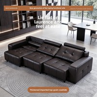 Nouveau canapé-lit électrique intelligent avec fonction coulissante, en cuir pleine fleur, inclinable et convertible, pour salon