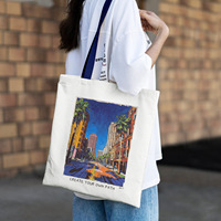 Muestra gratis de lujo Cómodo y suave Reutilizable Bolsas de lona de algodón creativas de alta calidad Bolsas de almacenamiento Patrón personalizado