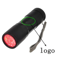 Lampe torche tactique portable longue portée 3W Mini 625nm 9 LED lumière rouge IP65 résistante à l'eau en aluminium pour la chasse et la détection de veines