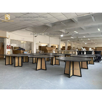 Table à manger d'événement en bois à dessus rond de haute qualité avec rotin naturel