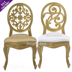 Chaises en résine ovales à dossier, empilables, en plastique, couleurs rétro dorées, pour hôtel, banquet, mariage, vente chaude - Product Image 1
