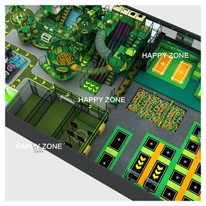 Équipement de terrain de jeux intérieur sur le thème de la jungle, parc de trampolines personnalisé avec dodgeball, fosse à mousse, jeu pixel, centre de divertissement familial - Product Image 1