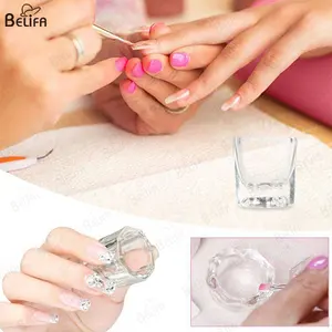Mini clair dappen plat bol pour acrylique liquide poudre conteneur nail art verre cristal ongles tasse